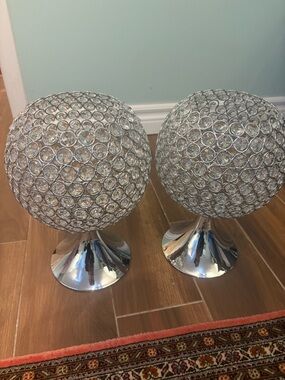 Crystal Sphere Lantern Accent Pair in Silver
